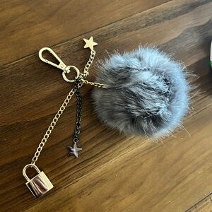 Gray Fur Pom Pom Keychain